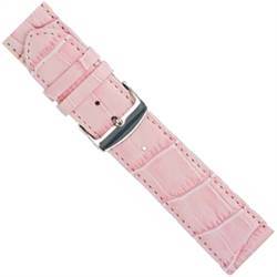 Pink mat læder urrem med imiteret alligator look med sølv spænde, bredde 12 mm og længde  180  mm